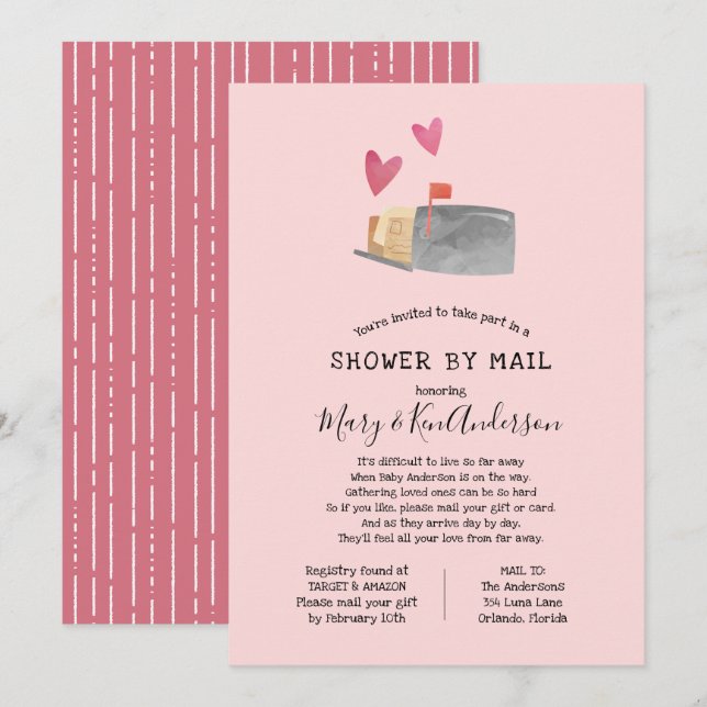 Long Distance Baby Shower by Mail Invitation (Front/Back)