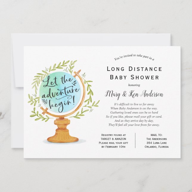 Long Distance Baby Shower by Mail Invitation (Front)