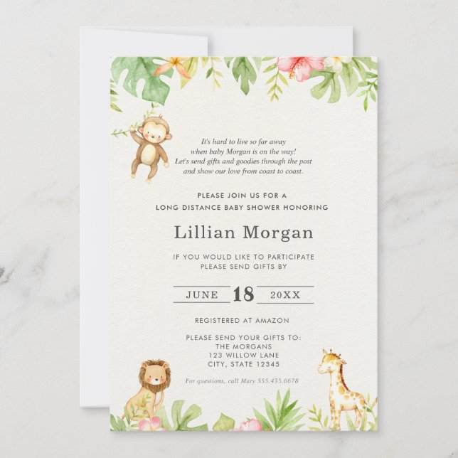 Long Distance Baby Shower by Mail Invitation (Front)