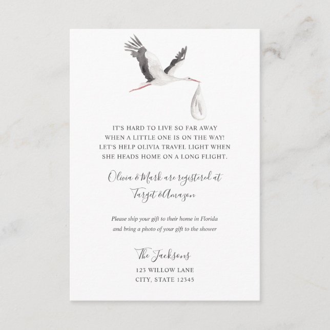 Long distance baby shower insert (Front)