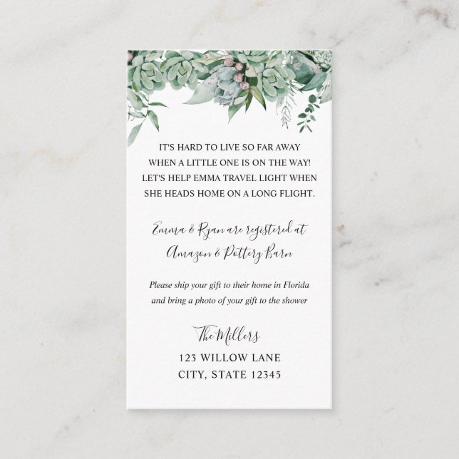 Long distance baby shower insert (Front)