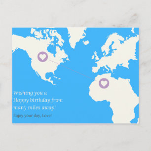 Long distance birthday postcard