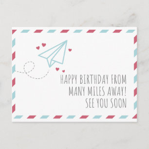 Long distance birthday postcard