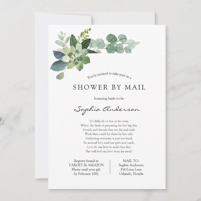 Long Distance Bridal Shower by Mail Invitation (Front)