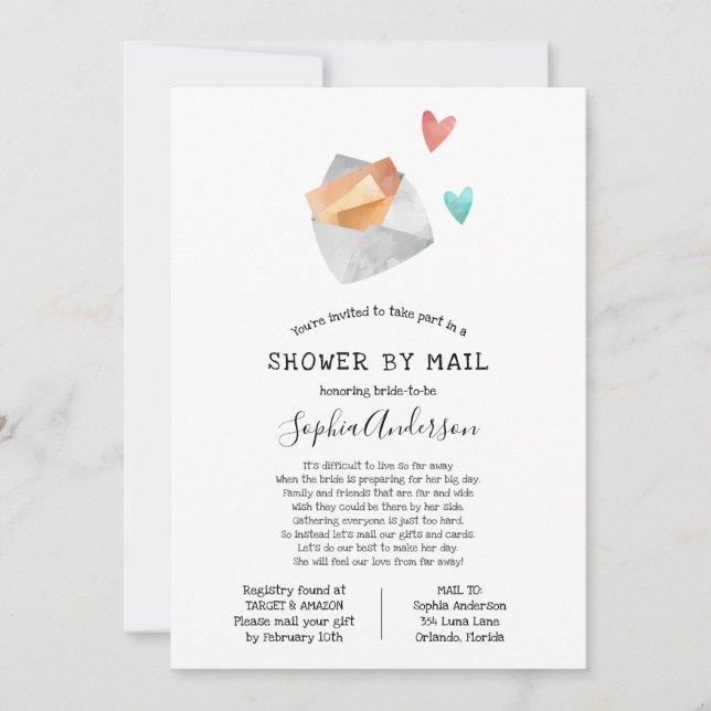 Long Distance Bridal Shower by Mail Invitation (Front)