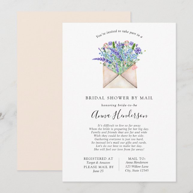 Long Distance Bridal Shower by Mail Invitation (Front/Back)