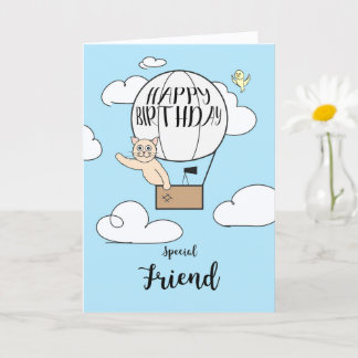 Long Distance Friend Birthday Hot Air Balloon Card
