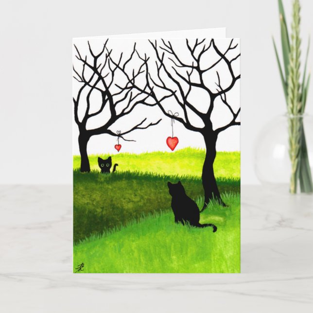 Long Distance Love Friendship Cats Card by Bihrle (Front)