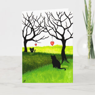 Long Distance Love Friendship Cats Card by Bihrle