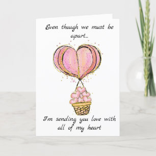 Long Distance Love Hot Air Balloon Valentine's Day Holiday Card