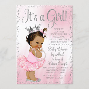 Long Distance Mail Ethnic Princess Baby Shower Invitation