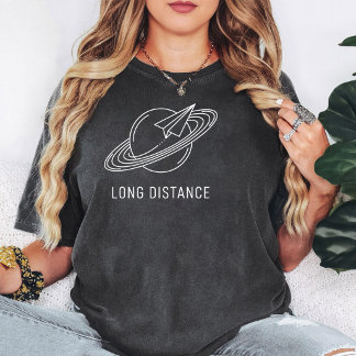 Long Distance Paper Aeroplane Planet Design T-Shirt