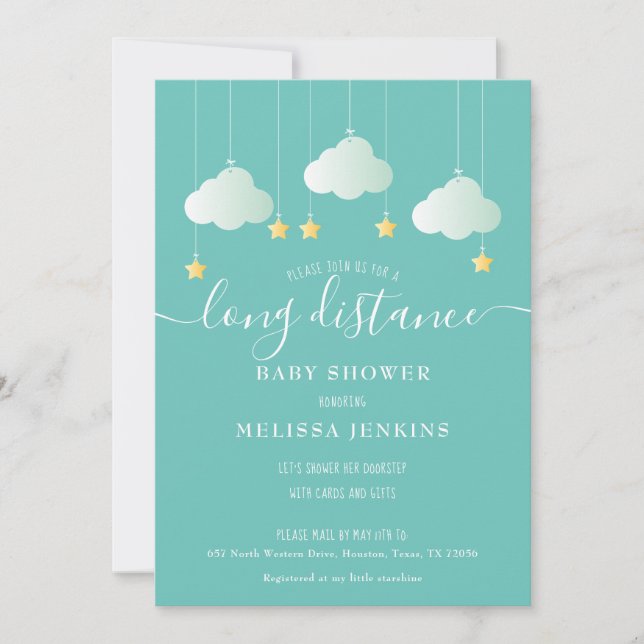 Long Distance Shower Sprinkle By Mail Invitation (Front)