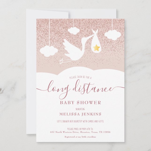 Long Distance Shower / Sprinkle By Mail Invitation (Front)