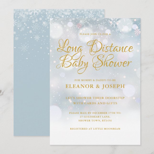 Long Distance Winter Baby Shower Sprinkle By Mail Invitation (Front/Back)
