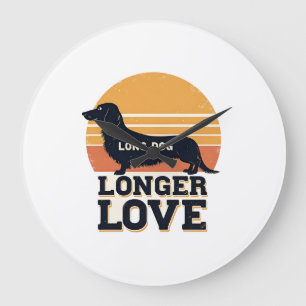 Long Dog Longer Love Vintage Dachshund Sunset Grap Large Clock
