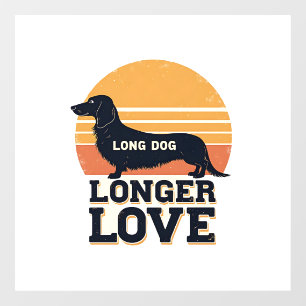 Long Dog Longer Love Vintage Dachshund Sunset Grap Window Cling