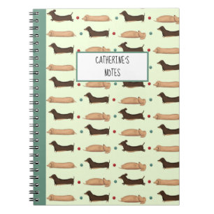 Long Dogs - Dachshunds Green Notebook