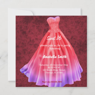 Long dress Sweet 16 (Red) Invitation