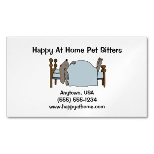 Long Ear Dog Sleeping in Human Bed Magnetic Business Card