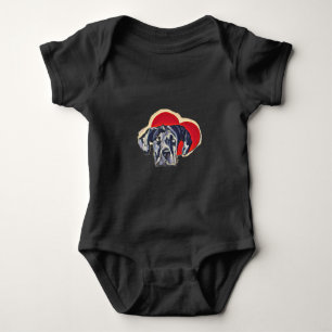 Long Eared Harlequin Dane PopArt Love Heart Baby Bodysuit