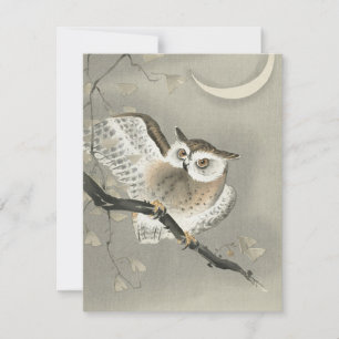 Long-eared owl in ginkgo - Ohara Koson - Card