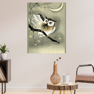 Long-Eared Owl on a Tree Branch Poster