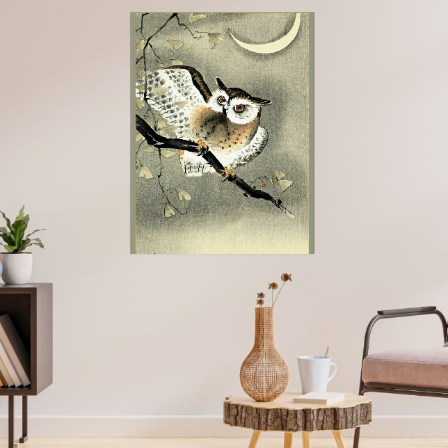 Long-Eared Owl on a Tree Branch Poster (Living Room 3)