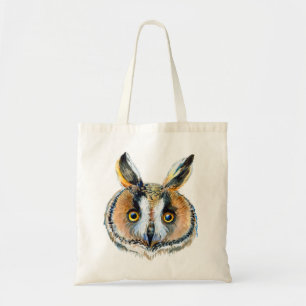 Long- eared owl portrait tote bag