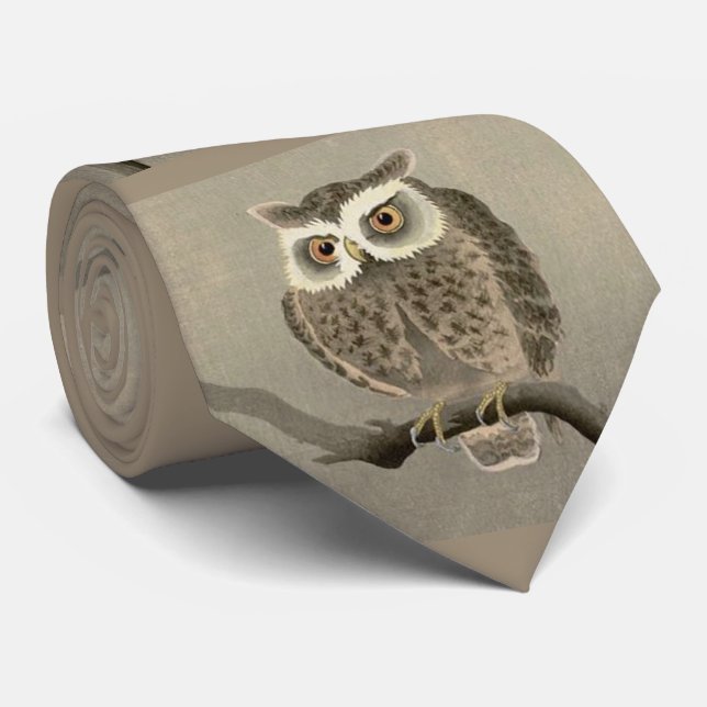 long-eared owl print tie (Rolled)