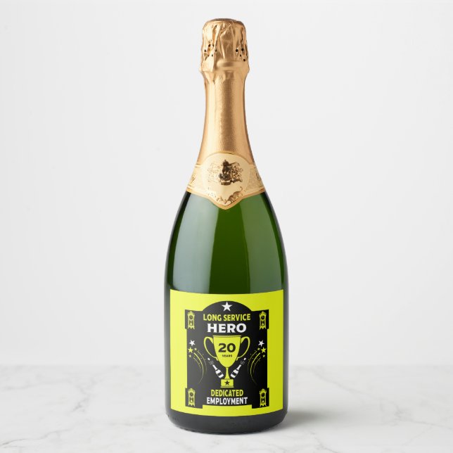 Long Employment Service Recognition Thwenty years Sparkling Wine Label (Front)