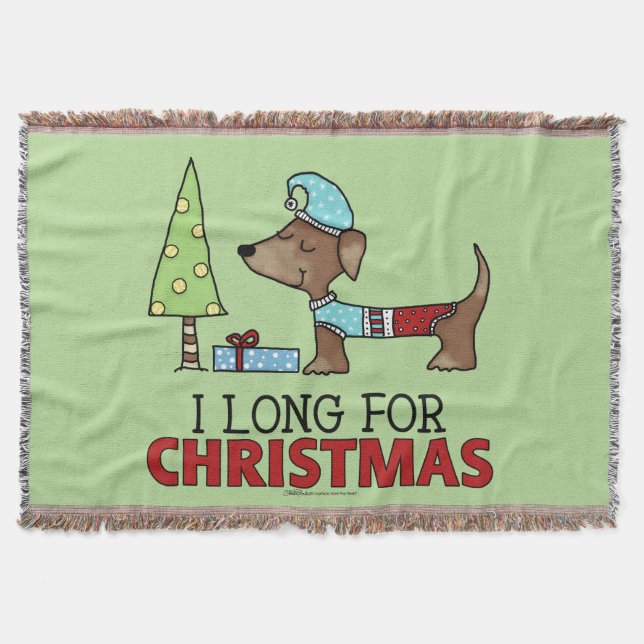 Long for Christmas-Dachshund Throw Blanket (Front)