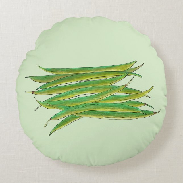 Long Green Beans Vegetable Garden Veggies Veg Round Cushion (Front)