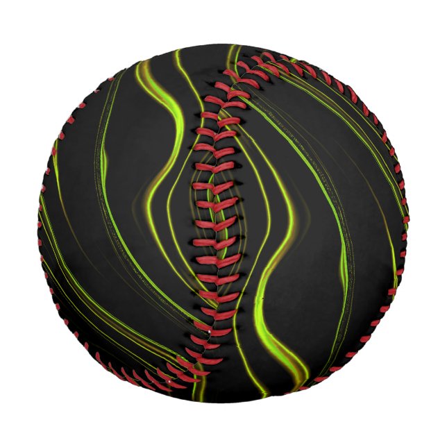 Long green wavy strokes on dark background  baseball (Angled)