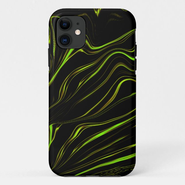 Long green wavy strokes on dark background  Case-Mate iPhone case (Back)