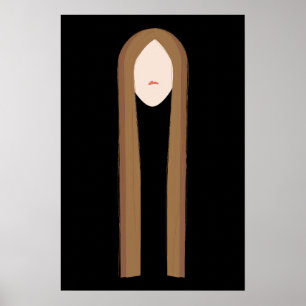 Long Hair Art Minimalist Modern Portrait Poster