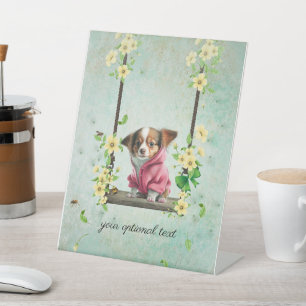 Long Hair Chihuahua on Swing Sign