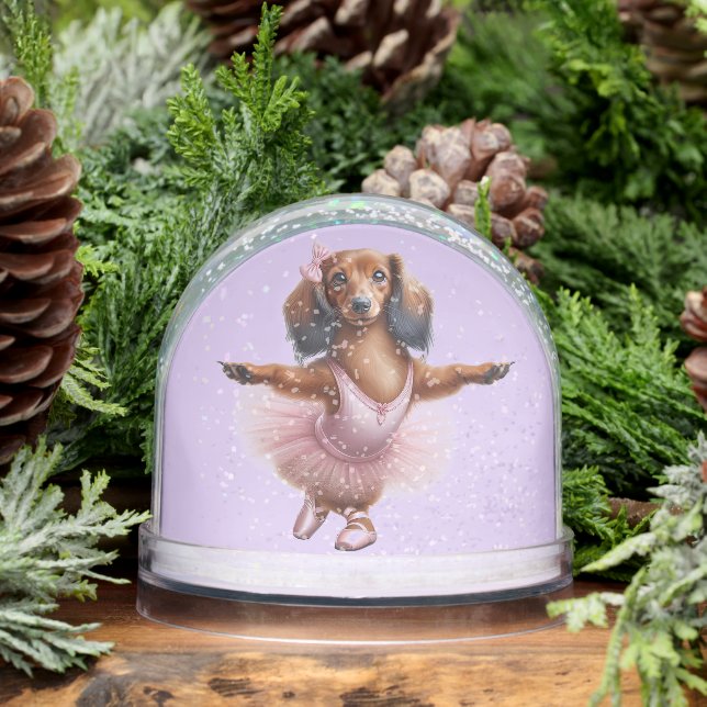 LONG HAIR DACHSHUND BALLERINA SNOW GLOBE (Winter)