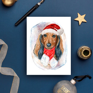 Long Hair Dachshund Christmas Gifts For Dog Lovers Holiday Postcard