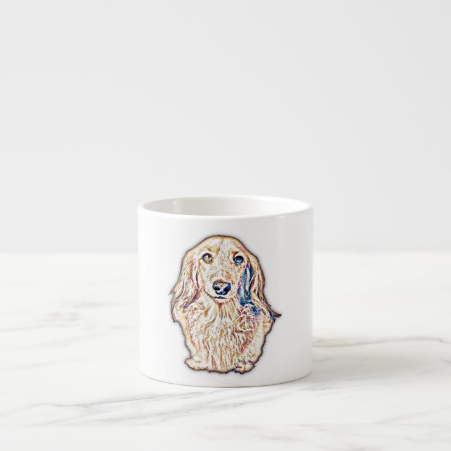 Long Hair Dachshund Gifts Cute Doxie Wiener Dog Lo Espresso Cup (Front)