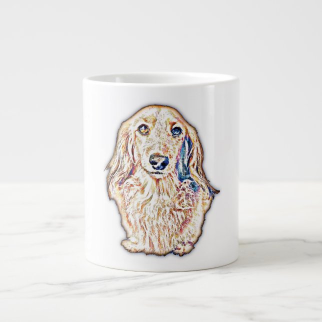 Long Hair Dachshund Gifts Cute Doxie Wiener Dog Lo Large Coffee Mug (Front)