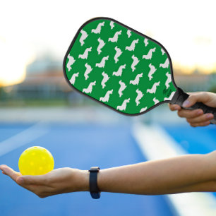 Long Hair Dachshund Loving Pickleball Green Paddle