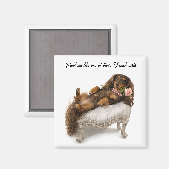 Long Hair Dachshund  Magnet (Front/Back)