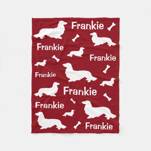 Long Hair Dachshund Personalised Blanket for dogs (Front)