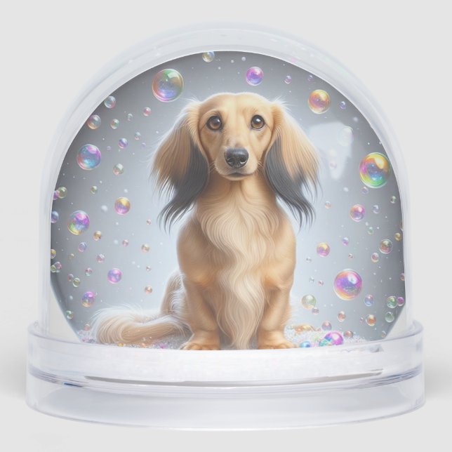 LONG HAIR DACHSHUND SNOW GLOBE (Front)