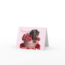 Long Hair Dachshund Valentine Card