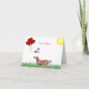 Long Hair Dachshund Valentine  Card