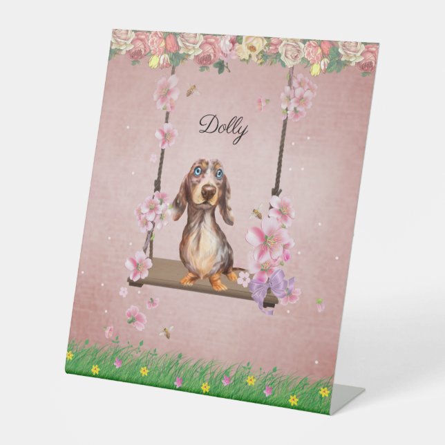 Long Hair Dapple Dachshund Sign (Front)