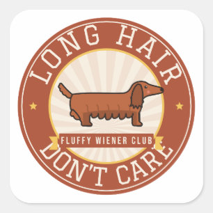 Long Hair Dont Care Long Haired Dachshund Square Sticker