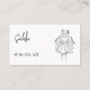 Long Hair Girl With Ribbon Business Card